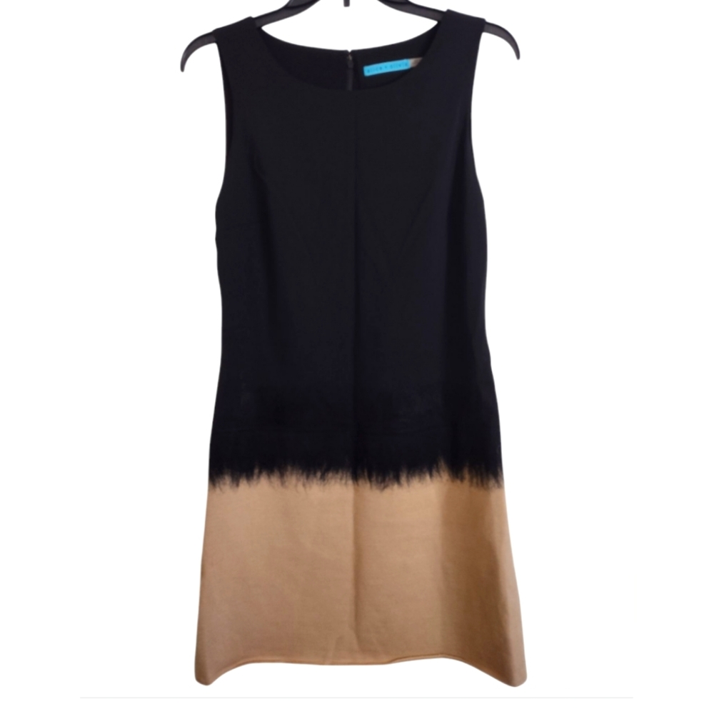 Alice + Olivia Elegant Black and Tan Chic Sleeveless Dress Size Small Petite